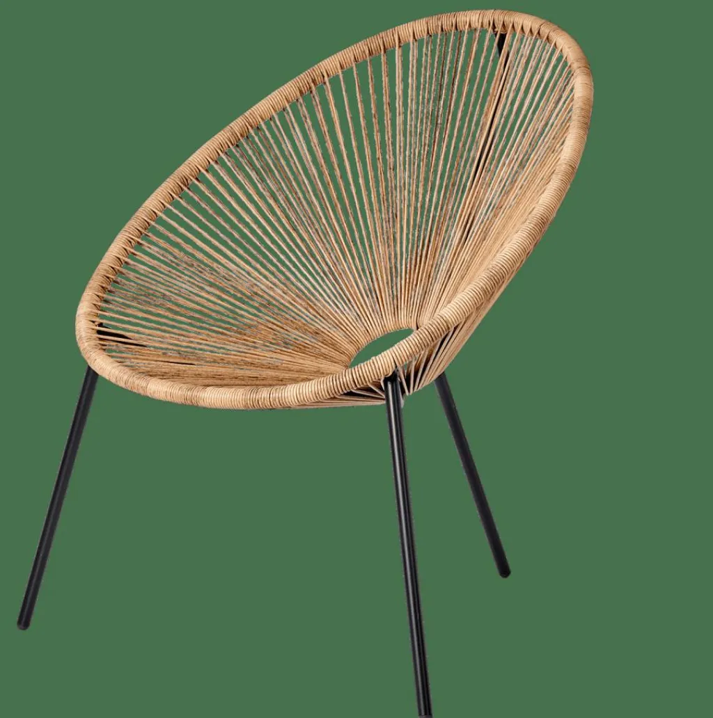 Hot CASA ACAPULCO Cadeira Lounge Preto, Natural