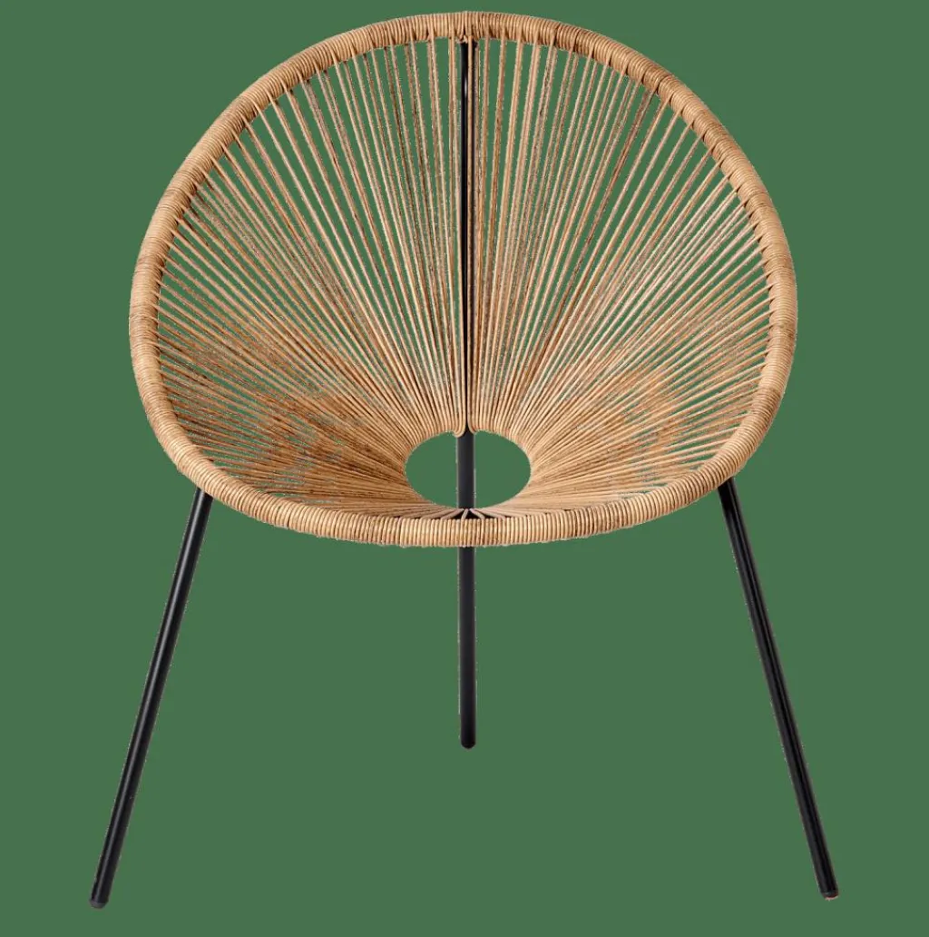 Hot CASA ACAPULCO Cadeira Lounge Preto, Natural