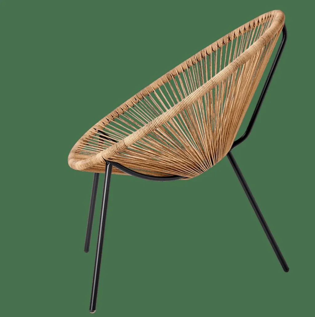 Hot CASA ACAPULCO Cadeira Lounge Preto, Natural