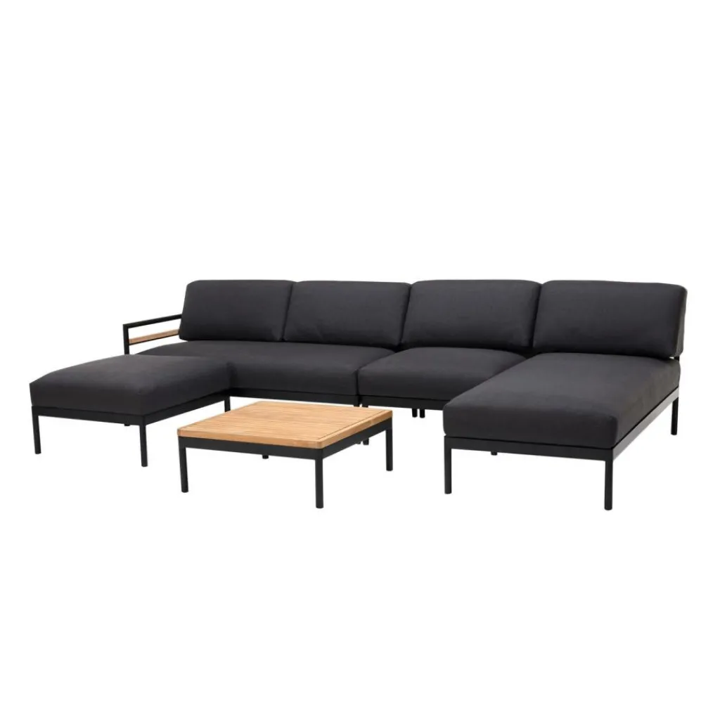 Sale CASA HANNA Espreguiçadeira Teak Lounge Preto