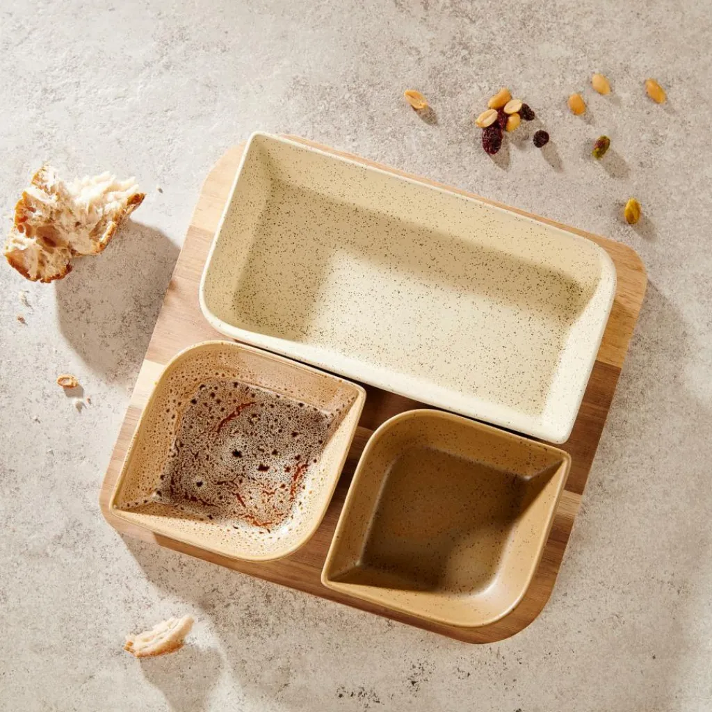 Store CASA MAKSU Conjunto Tapas 4 Peças Castanho, Natural, Verde-oliva, Areia