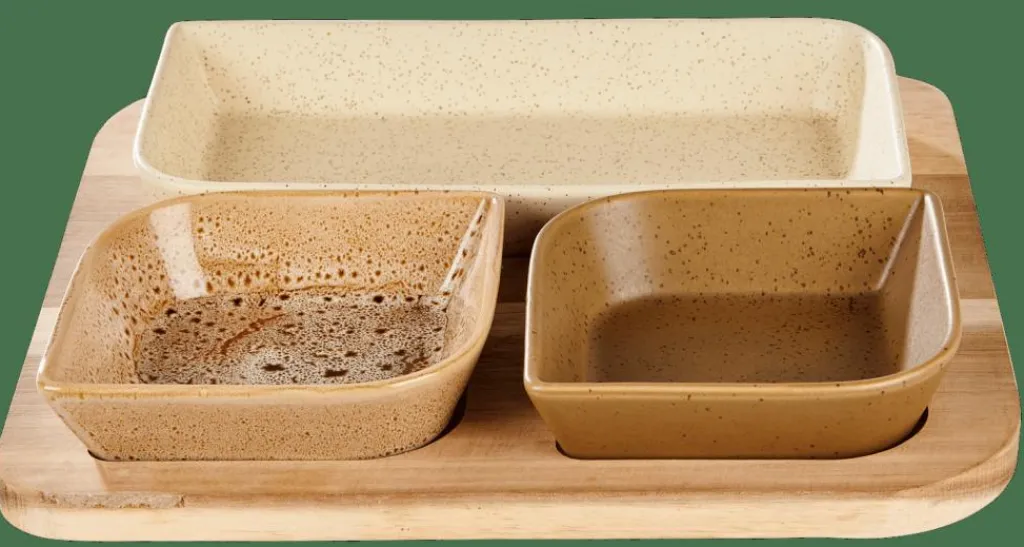 Store CASA MAKSU Conjunto Tapas 4 Peças Castanho, Natural, Verde-oliva, Areia