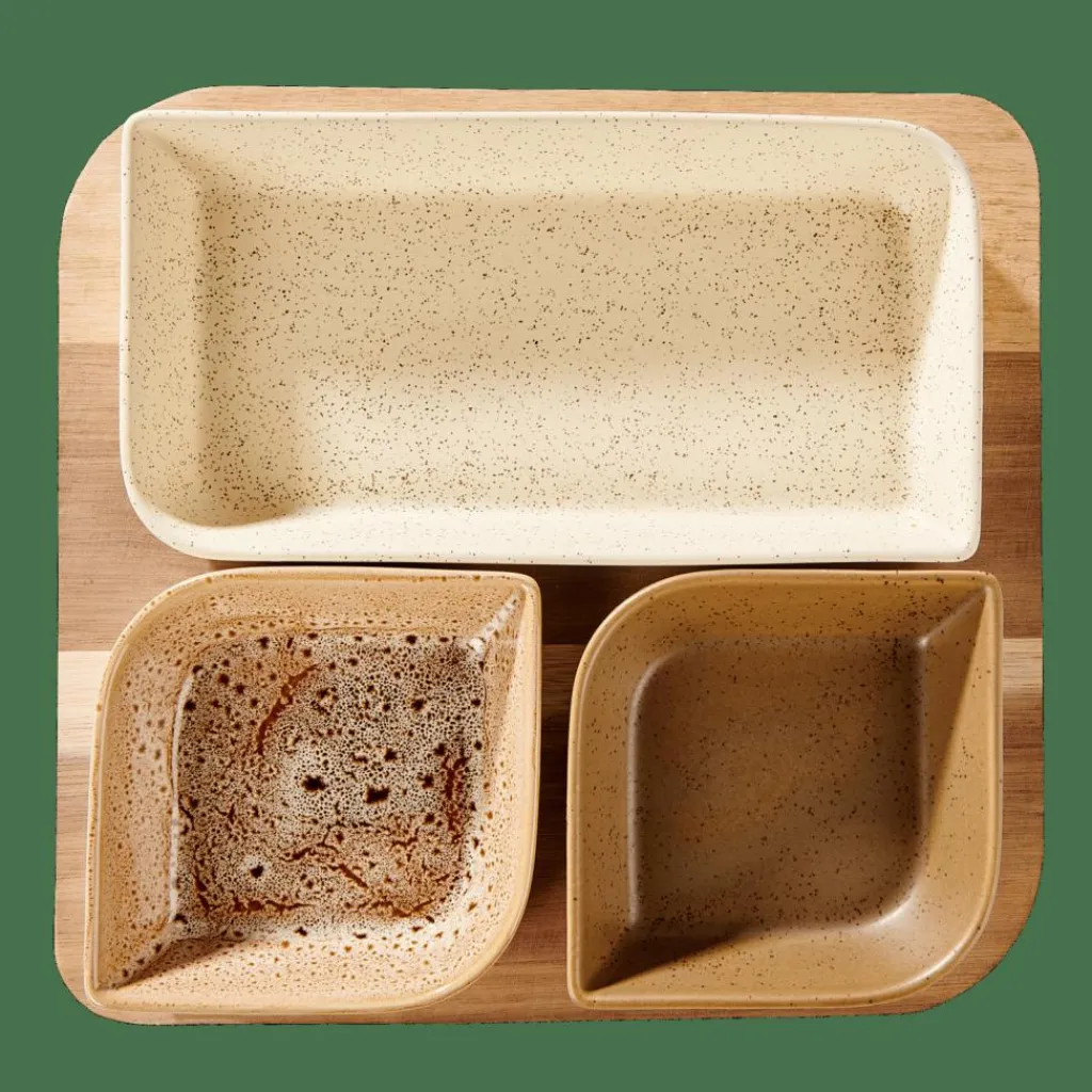 Store CASA MAKSU Conjunto Tapas 4 Peças Castanho, Natural, Verde-oliva, Areia