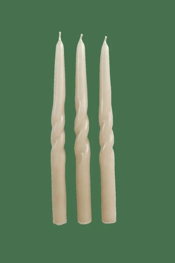 New CASA SPIRAL Conjunto De 3 Velas Taupe