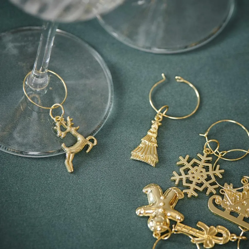 Hot CASA X-MAS GLAM Marcadores De Copo Conjunto De 6 Dourado