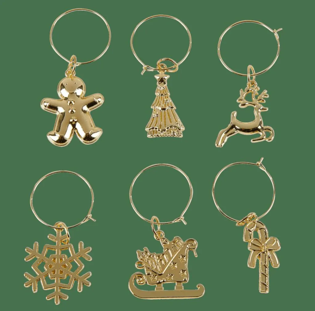 Hot CASA X-MAS GLAM Marcadores De Copo Conjunto De 6 Dourado