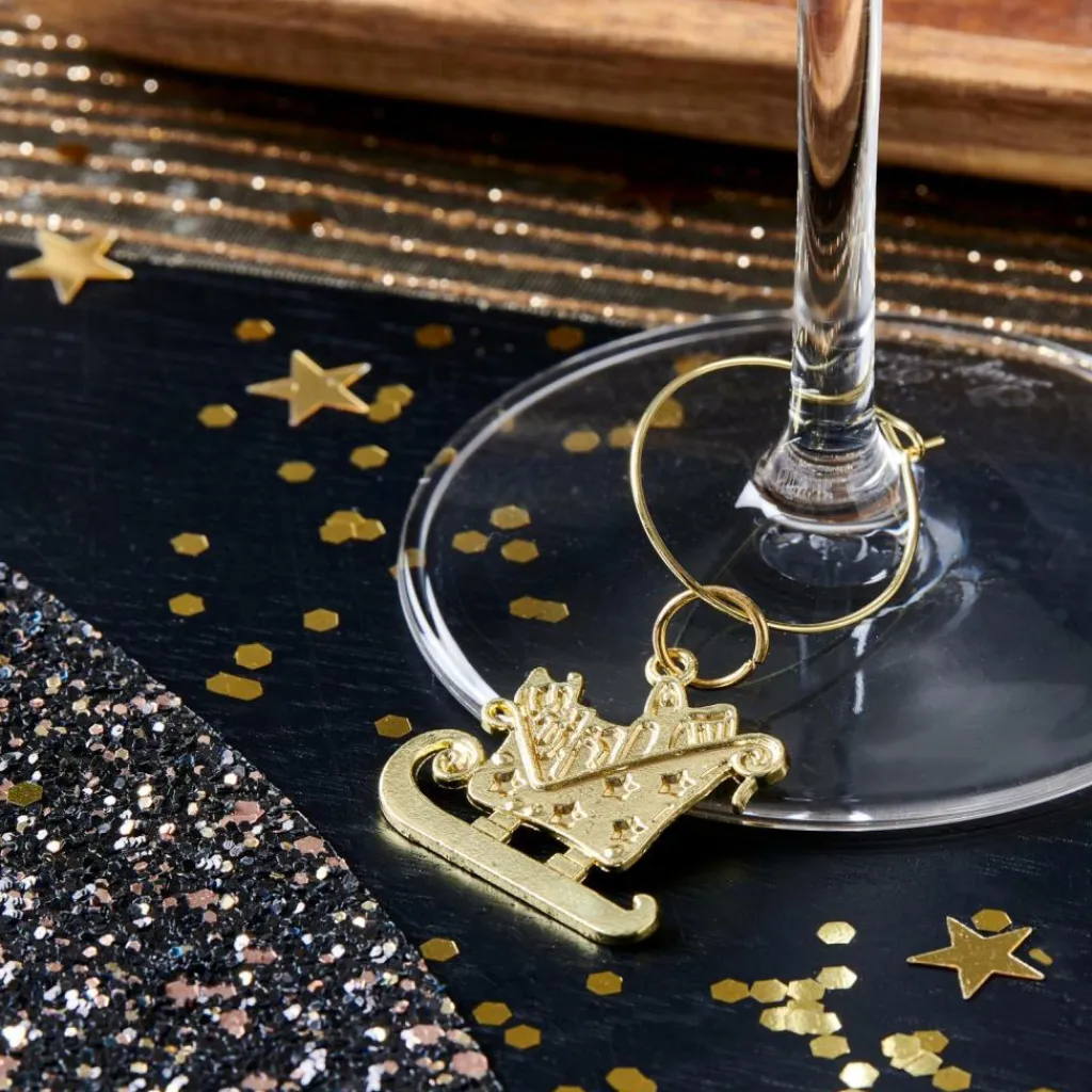 Hot CASA X-MAS GLAM Marcadores De Copo Conjunto De 6 Dourado