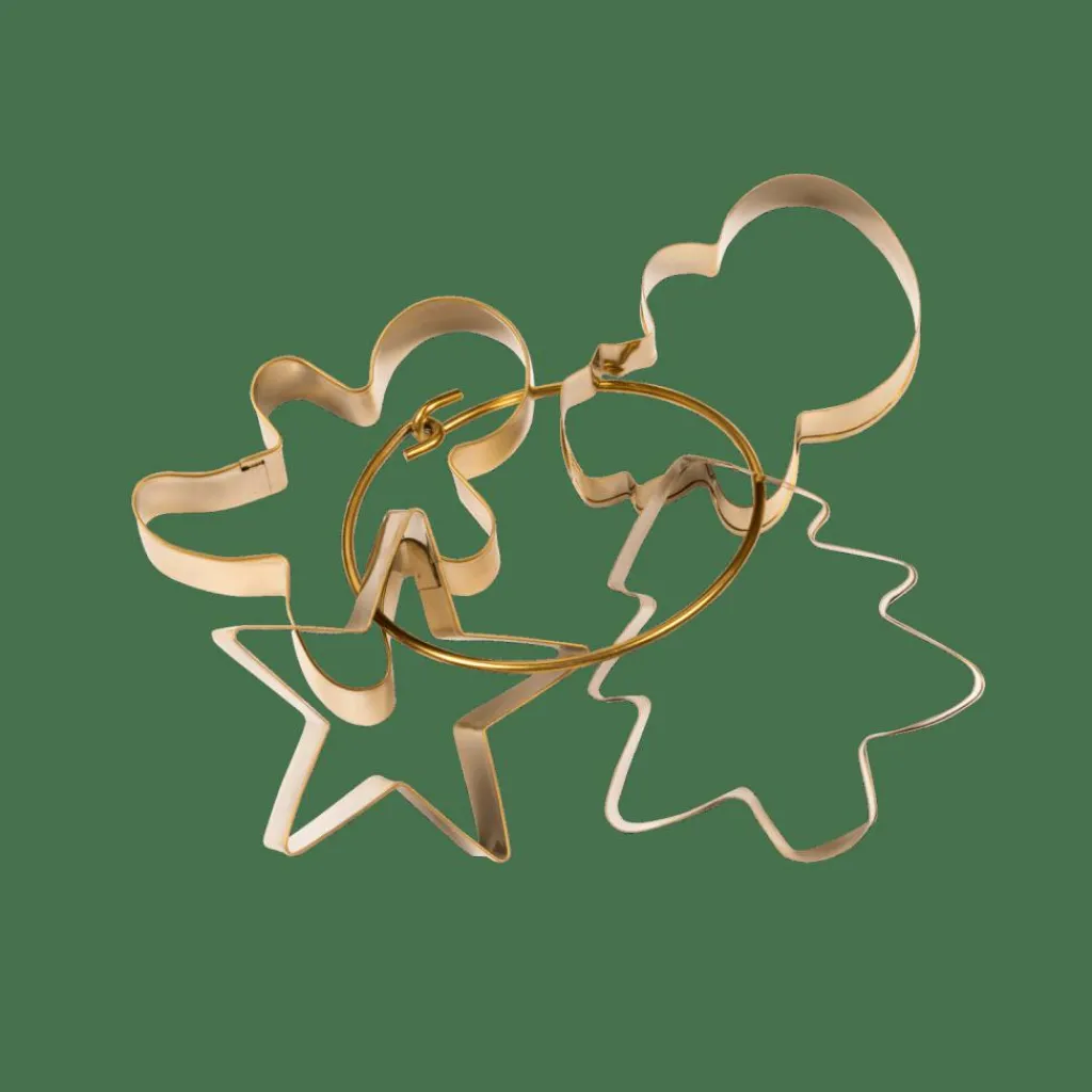 New CASA X-MAS GOLD Formas Conjunto De 4 Dourado