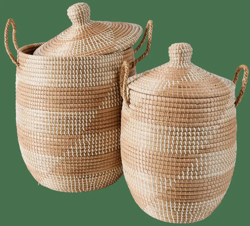 Shop CASA YASMINE Cesto Luxuoso Com Tampa Branco, Natural